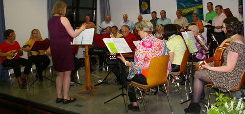 Das Mandolinenorchester Weickartshain beim gemeinsamen Auftritt mit dem MÃ¤nnerchor (Bilder: Golz) 