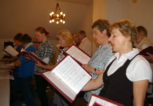 Der Kirchenchor der Heilig Geist-Kirche Laubach bereicherte unter Leitung von Bernhard Glaßl mit Liedvorträgen den Gottesdienst (Bild: Golz) 