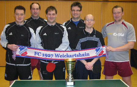 Zu den Vereinsmeisterschaften hatte die Tischtennisabteilung des FC Weickartshain geladen. Einzelmeister wurde - wie im Vorjahr - Mike Scharmann. Er besiegte im entscheidenden Spiel  Mathias Schuch (Bild: Golz)
